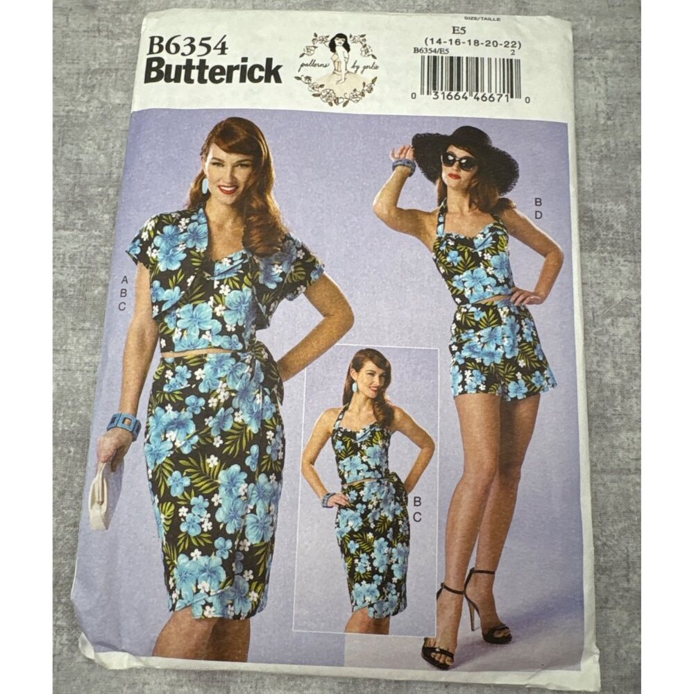 Butterick B6354 Bolero Top Skirt Short Sewing Pattern Size 14 16 18 20 22 uncut